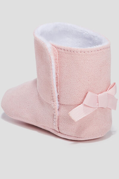 Bottines avec noeuds rose bébé fille