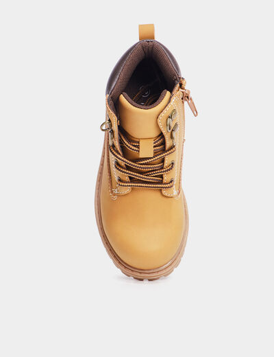 Boots crantées zippées Trappeur jaune garçon