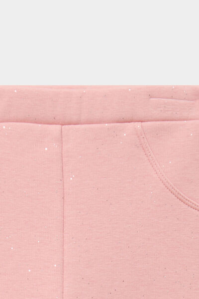 Legging molletonn&eacute; &agrave; paillettes rose poudr&eacute;e b&eacute;b&eacute; fille