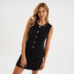 Veste sans manches boutonn&eacute;e col rond noir femme