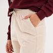 Pantalon taille haute velours 7/8&egrave;me sable femme
