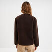 Veste effet polaire boutonn&eacute;e col rond marron fonc&eacute; femme