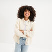 Veste surchemise oversize en jean coton creme femme