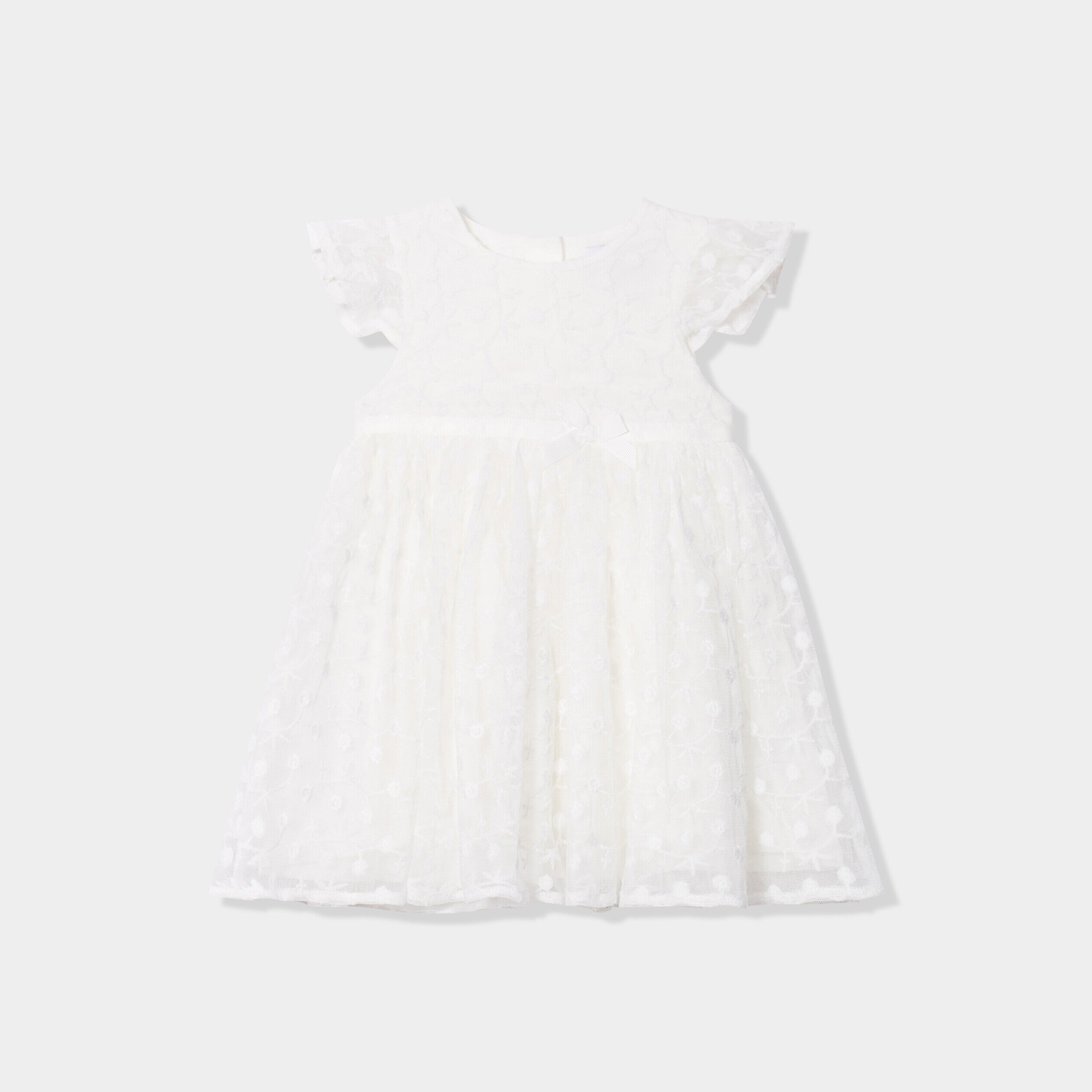 Robe cérémonie en dentelle blanc bébé fille LH