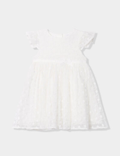 Robe cérémonie en dentelle blanc bébé fille