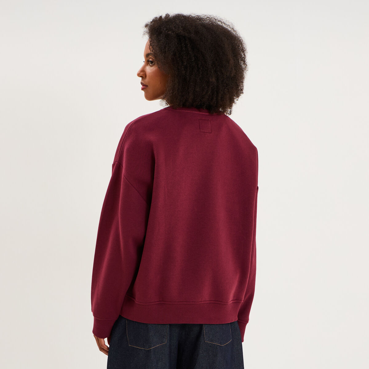 Sweat col rond logo oversize bordeaux femme