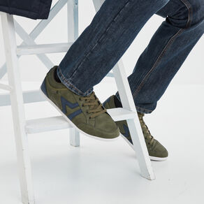baskets plates a lacets vert kaki homme Baskets plates à lacets vert kaki homme