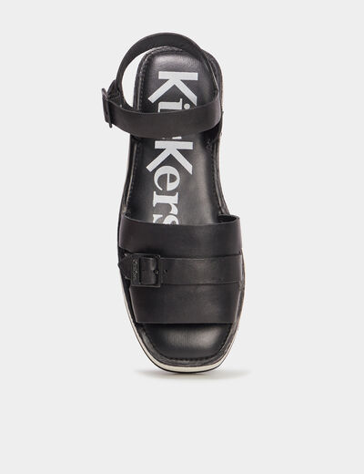 Sandales plateformes en cuir Kickers noir femme