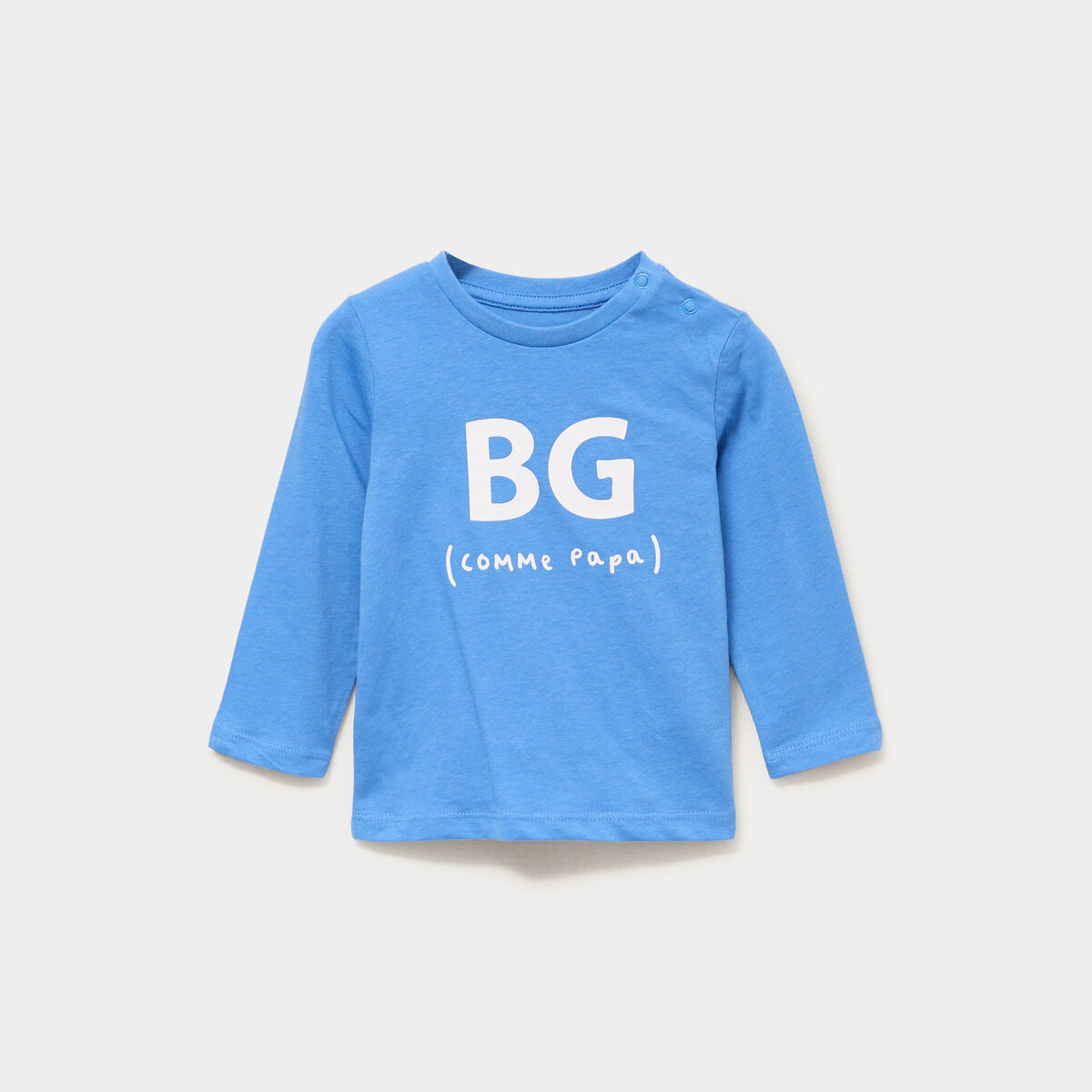 T-shirt &eacute;paule boutonn&eacute;e manches longues bleu lavande b&eacute;b&eacute; gar&ccedil;on