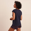 Ensemble pyjama short 2 pièces coton bleu marine femme