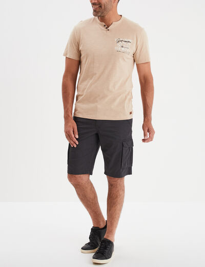 Bermuda short cargo poches &agrave; rabat coton gris fonc&eacute; homme