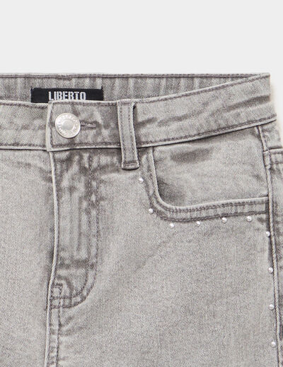 Jean flare 5 poches avec clous denim gris fille