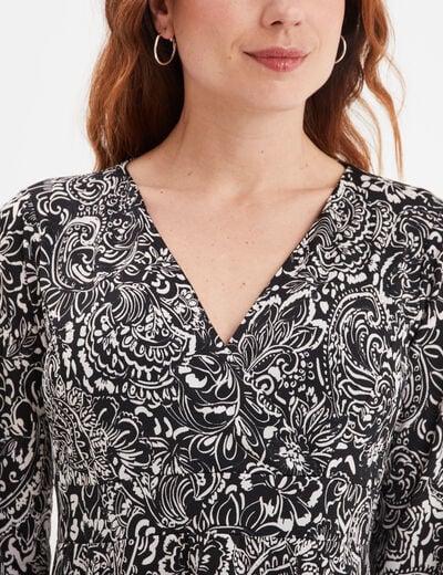 Robe courte manches 3/4 noir femme