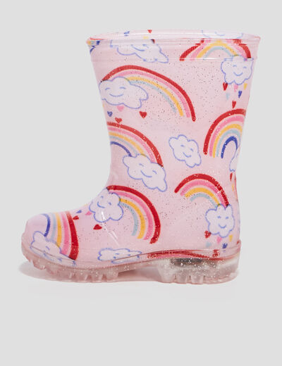 Bottes de pluie semelle lumineuse rose bébé fille