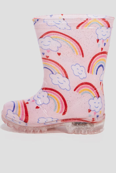 Bottes de pluie semelle lumineuse rose bébé fille
