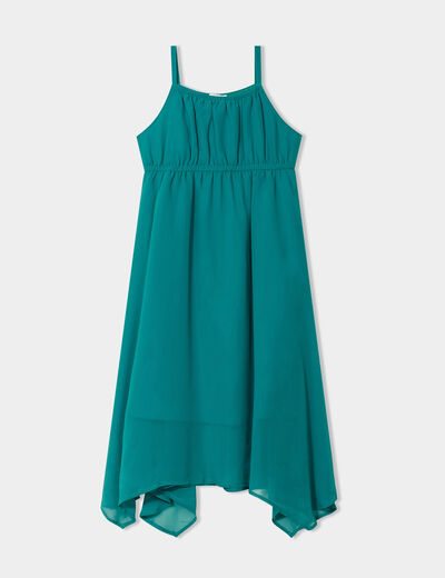 Robe longue fluide &agrave; bretelles vert menthe fille