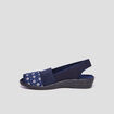 Chaussons sling back compensés bleu femme