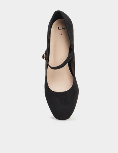 Escarpins &agrave; bride talons carr&eacute;s noir femme