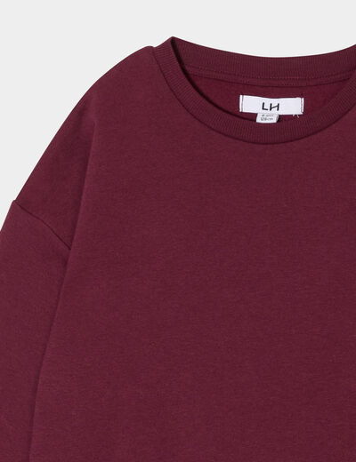 Sweat col rond manches longues bordeaux fille