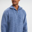 Pull avec col camionneur côtelé bleu foncé homme