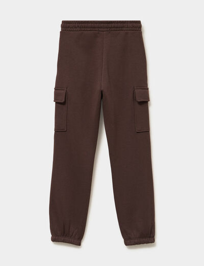 Pantalon de jogging cargo molletonn&eacute; marron fonc&eacute; fille