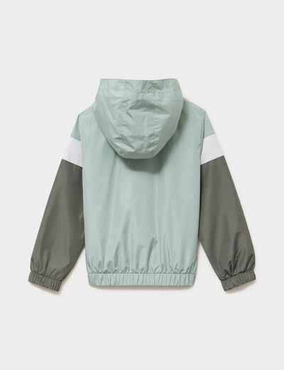 Coupe-vent d&eacute;perlant &agrave; capuche vert pastel gar&ccedil;on