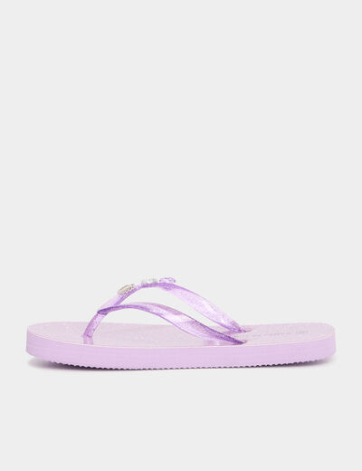 Tongs à paillettes et bijoux Wamea Beach mauve fille