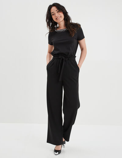 T-shirt col bijoux Mosquitos noir femme