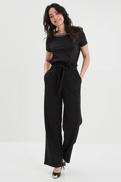 T-shirt col bijoux Mosquitos noir femme