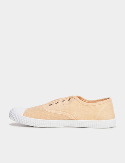 Tennis basses en toile à enfiler rose femme