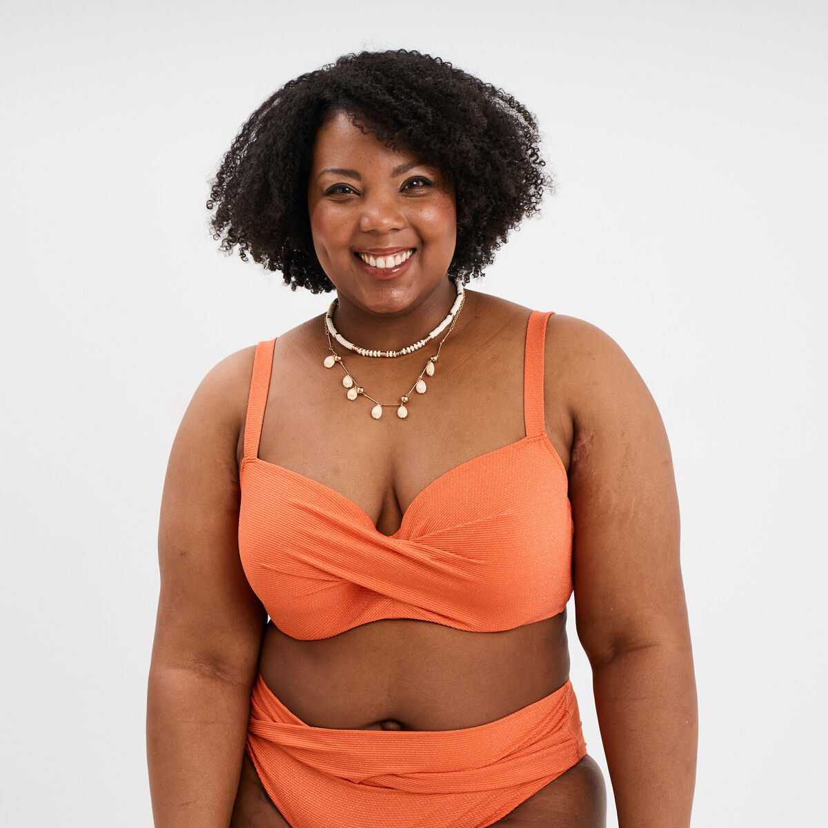 Haut de maillot de bain balconnet orange femme grande taille