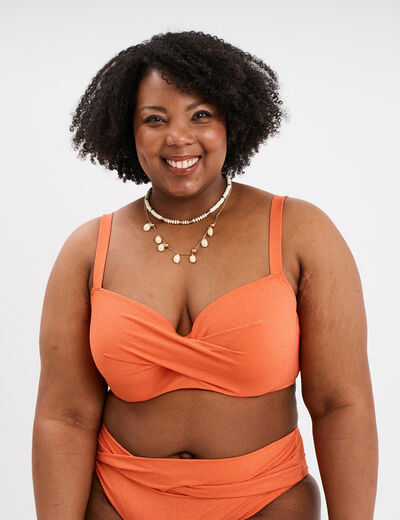 Haut de maillot de bain balconnet orange femme grande taille