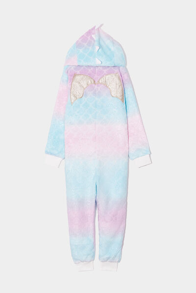 Combinaison pyjama pilou zippée capuche multicolore fille