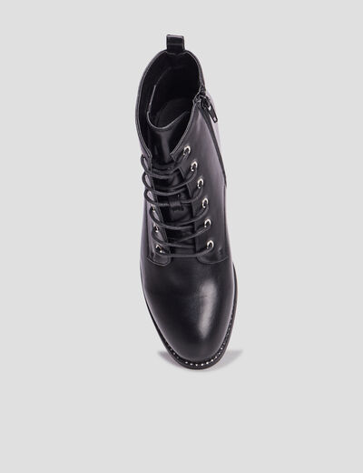 Bottines zippées à lacets noir femme
