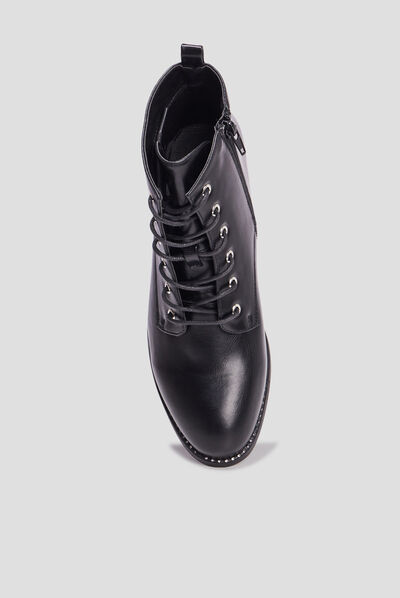 Bottines zippées à lacets noir femme