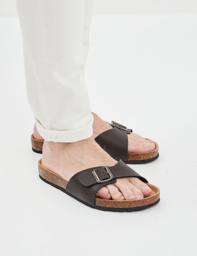 Mules avec boucles marron homme
