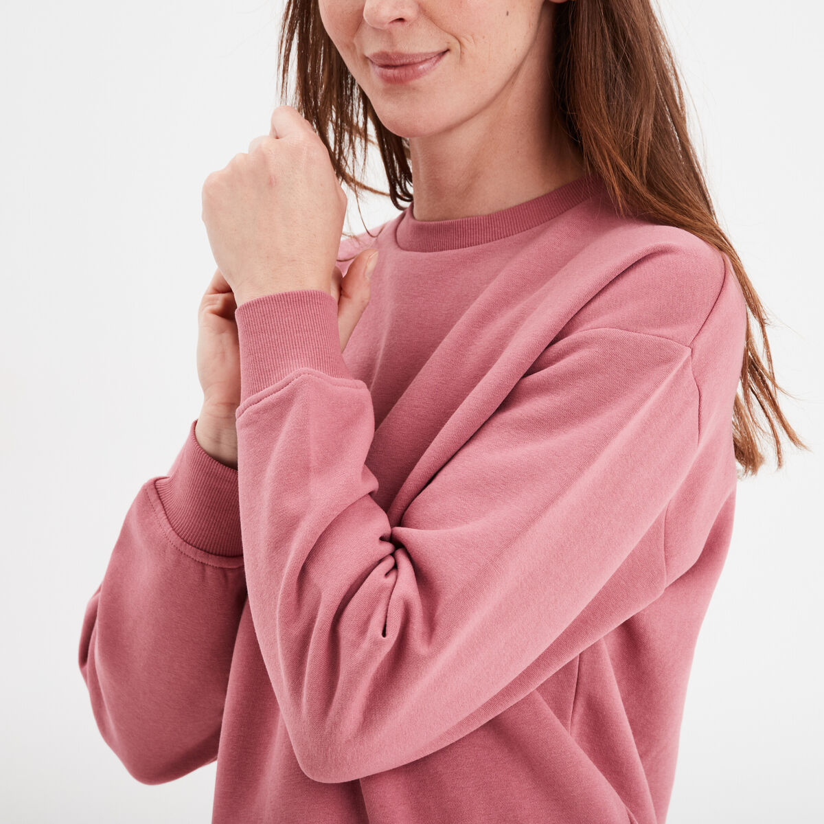 Sweat col rond manches longues vieux rose femme