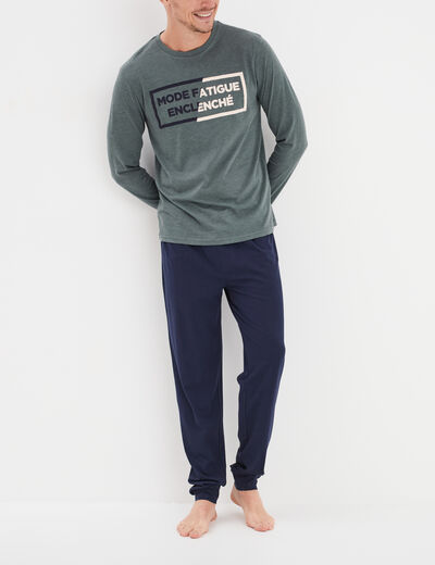 Ensemble pyjama pantalon vert kaki homme