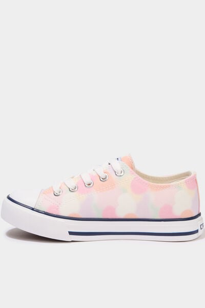 Baskets en toile &agrave; lacets bout renforc&eacute; multicolore fille