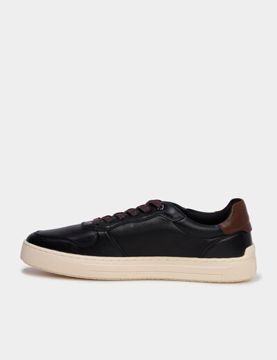 Baskets &agrave; lacets bi-mati&egrave;res noir homme
