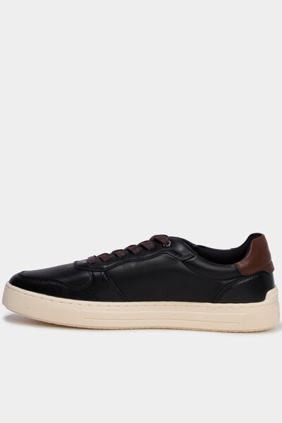 Baskets &agrave; lacets bi-mati&egrave;res noir homme