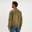 Blouson col biker en su&eacute;dine zipp&eacute; vert kaki homme