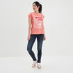 T-shirt col rond manches courtes Creeks rose femme