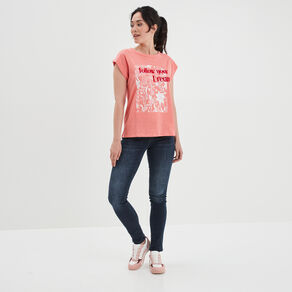 t shirt col rond manches courtes creeks rose femme T-shirt col rond manches courtes Creeks rose femme