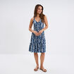 Robe courte dos nu en crépe bleu marine femme