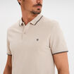 Polo piqu&eacute; coton manches courtes sable homme