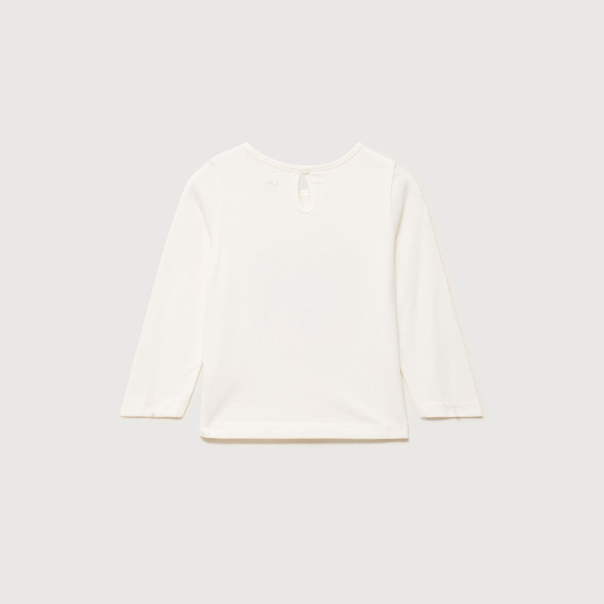 T-shirt manches longues col rond coton blanc b&eacute;b&eacute; fille