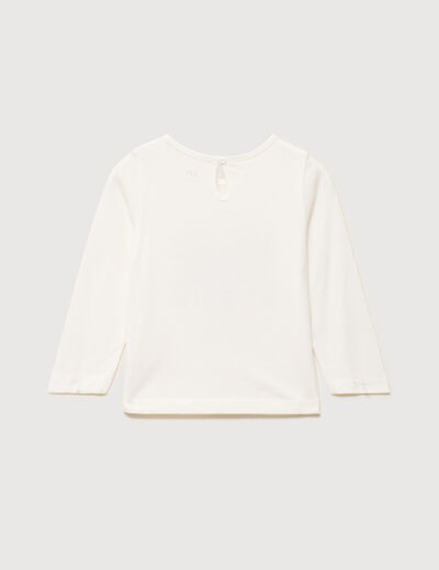 T-shirt manches longues col rond coton blanc b&eacute;b&eacute; fille