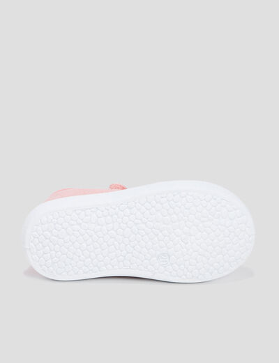 Tennis toile &agrave; scratchs semelle souple rose b&eacute;b&eacute; fille