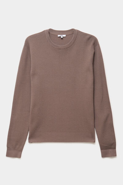 Pull en maille textur&eacute;e col rond gris fonc&eacute; homme